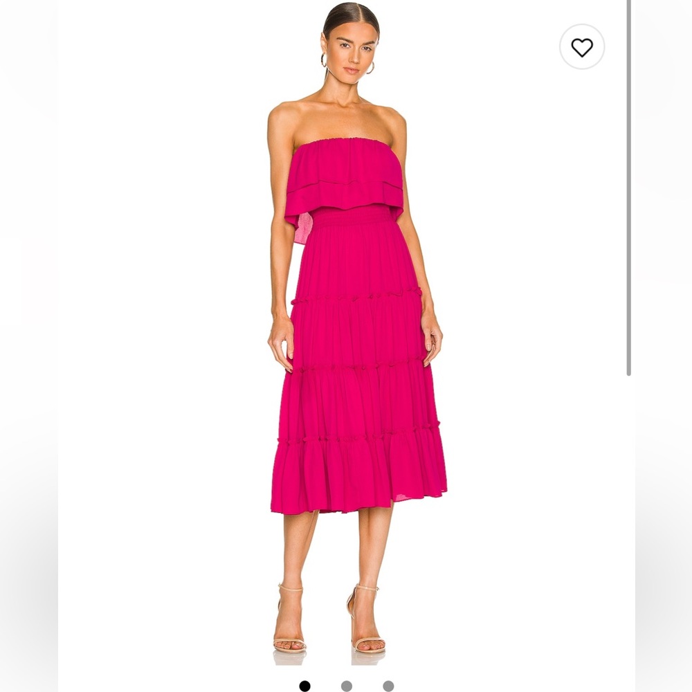 Pink strapless midi dress - S